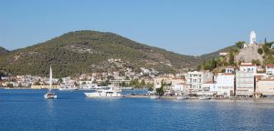 view of poros town and the harbour